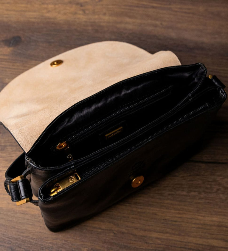 Шкіряна сумка через плече для жінок - Sophie's Choice - Чорний колір - Time Resistance 5244401