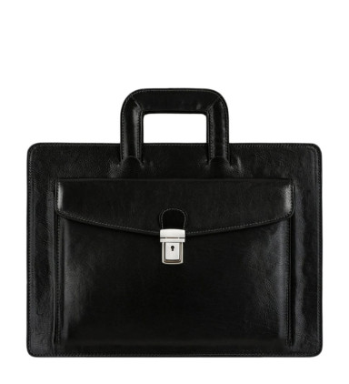 Womens Leather Briefcase - The Tempest -  Black color -  Time Resistance 5216301W