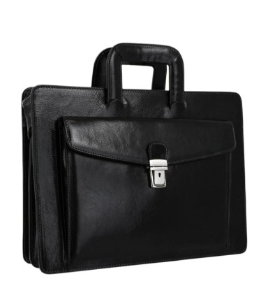 Womens Leather Briefcase - The Tempest -  Black color -  Time Resistance 5216301W