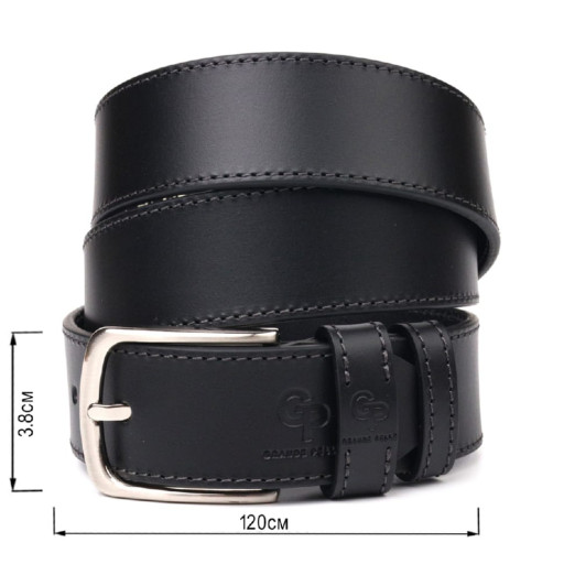 Надійний ремінь для чоловіків з натуральної шкіри Grande Pelle 21464 Чорний