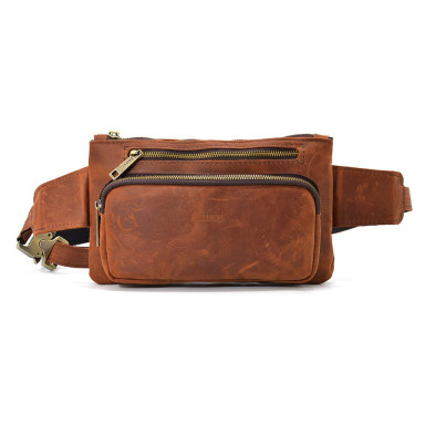 Leather belt bag banana RB-8137-4lx brand TARWA cognac