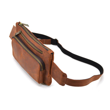 Leather belt bag banana RB-8137-4lx brand TARWA cognac