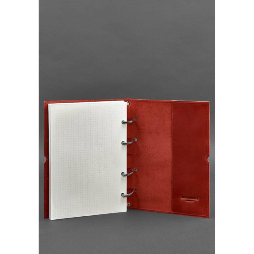 Шкіряний блокнот А5 на кільцях (софт-бук) 9.0 у м'якій кораловій обкладинці