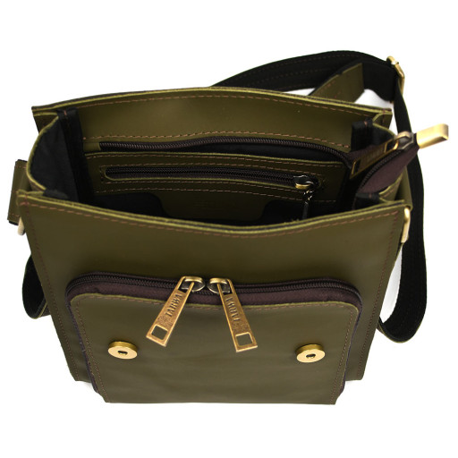 Чоловічі шкіряні сумки через плече ZE-3027-3md TARWA зелений кайзер