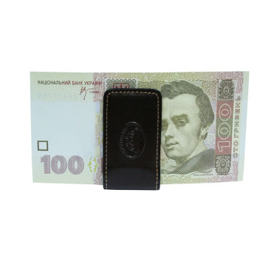 Leather note clip Italico 1201 moro brown