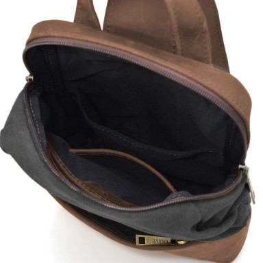 Shoulder sling, chest bag made of leather and canvas TARWA RCg-1905-3md
