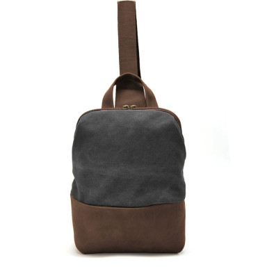 Shoulder sling, chest bag made of leather and canvas TARWA RCg-1905-3md
