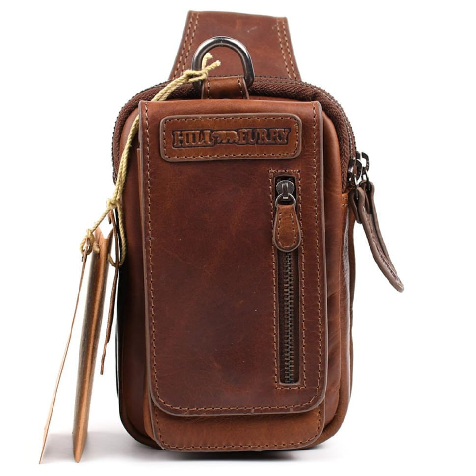 Шкіряна сумка чохол Hill Burry HB100B коньячна