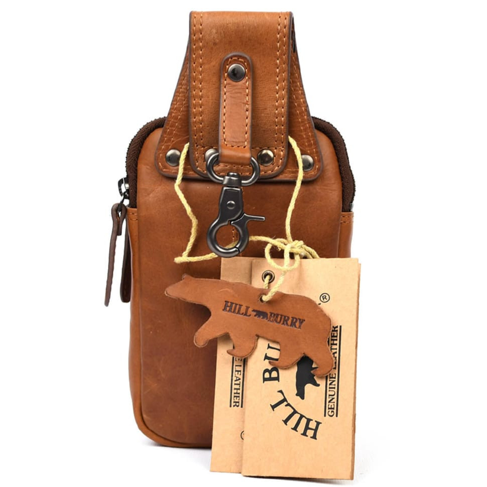 Шкіряна сумка чохол Hill Burry HB100B коньячна