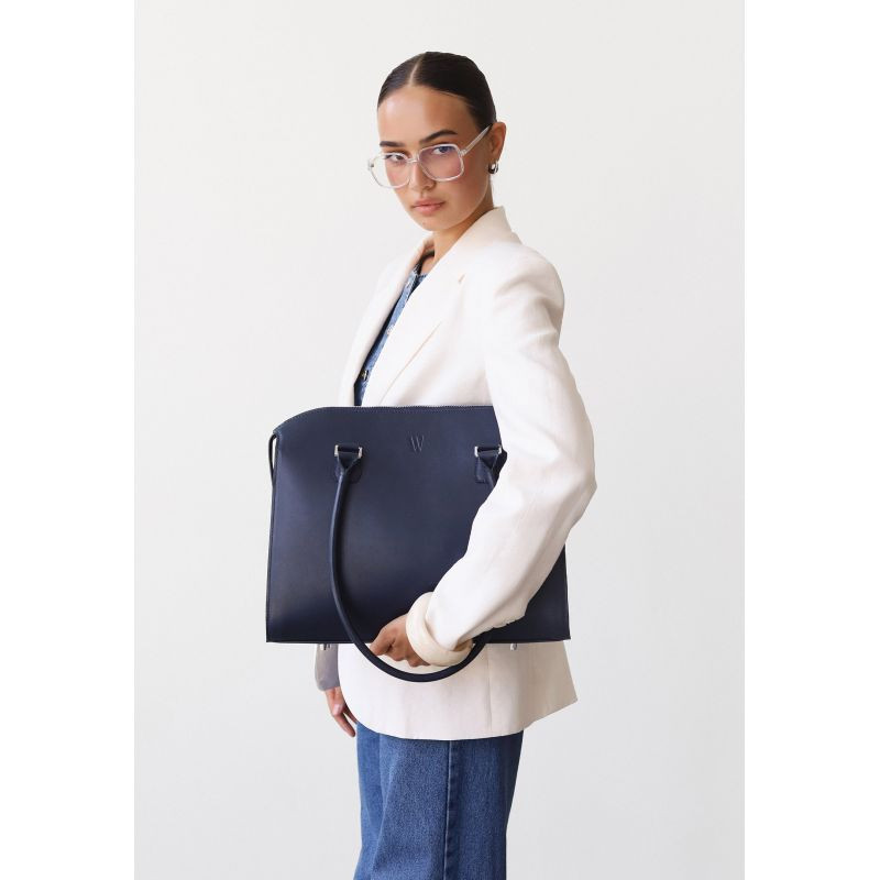 Жіноча сумка з натуральної шкіри Business темно-синя