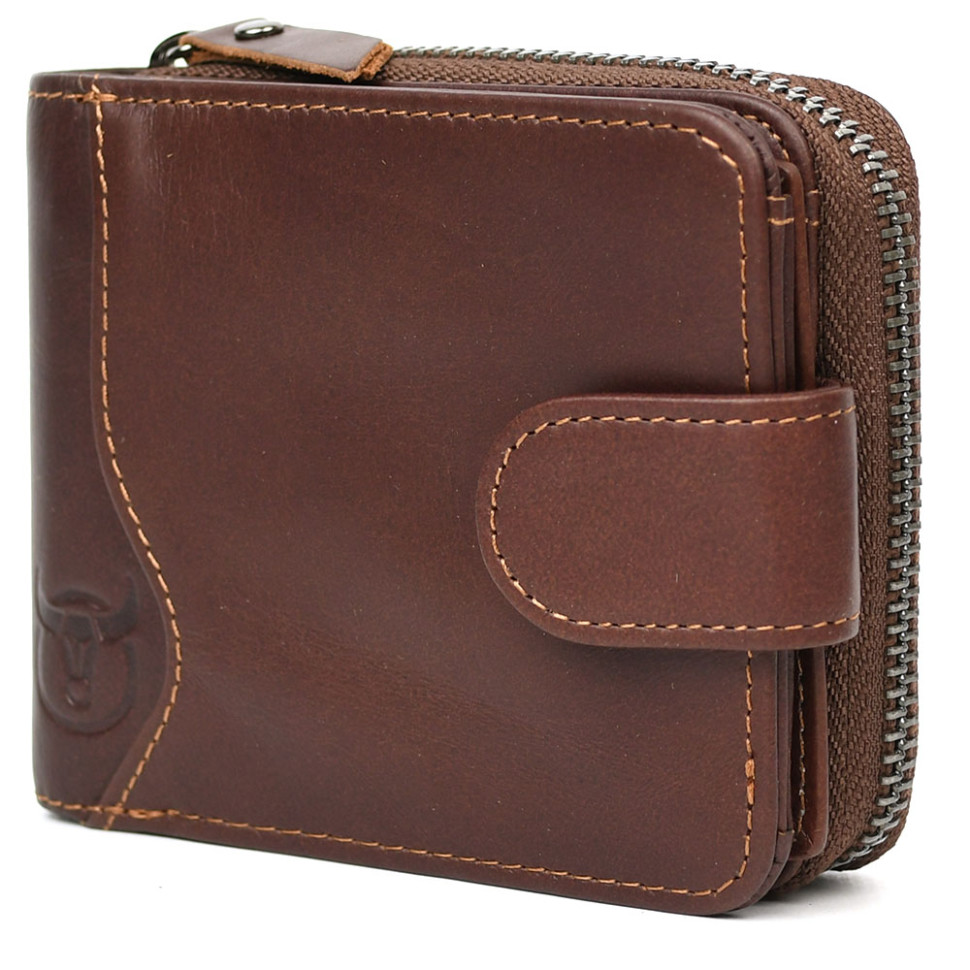 Чоловічий гаманець кардхолдер на блискавці Bull TW033C коричневий
