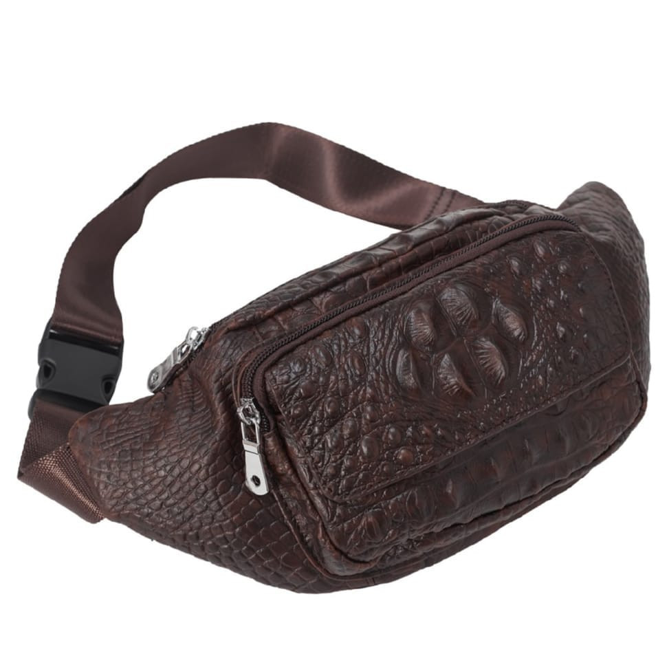 Чоловіча шкіряна сумка пояска BUFFALO BAGS M9079C коричневий кроко