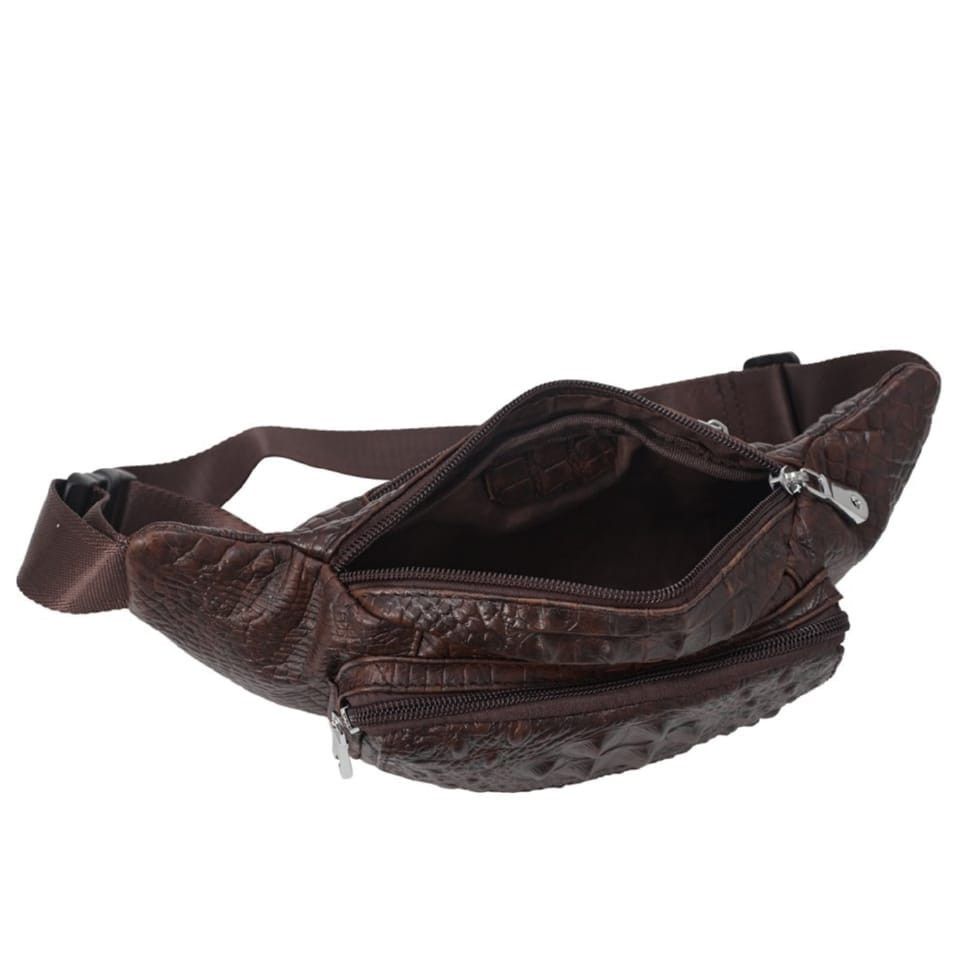 Чоловіча шкіряна сумка пояска BUFFALO BAGS M9079C коричневий кроко
