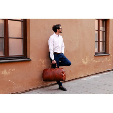 Leather Garment Bag, Duffel Bag - Paradise Lost - Cognac Brown Matte Time Resistance 5228501