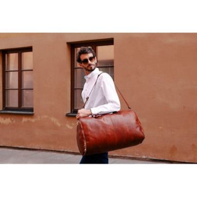 Leather Garment Bag, Duffel Bag - Paradise Lost - Cognac Brown Matte Time Resistance 5228501