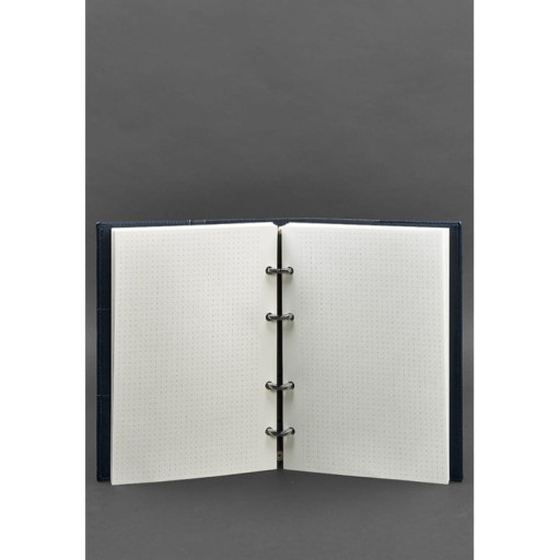 Шкіряний блокнот на кільцях 9.0 з твердої синьою обкладинкою