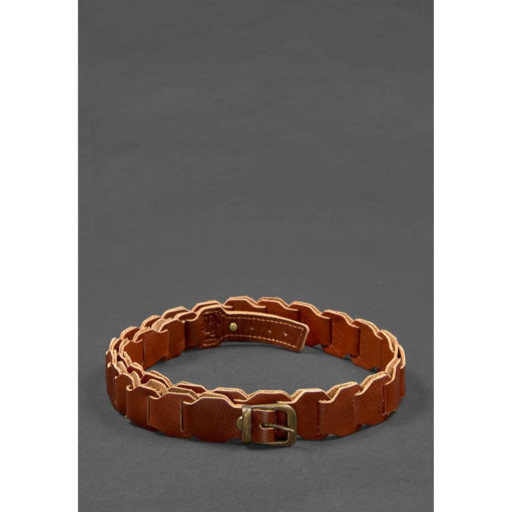 Жіночий шкіряний бохо-ремінь світло-коричневий краст