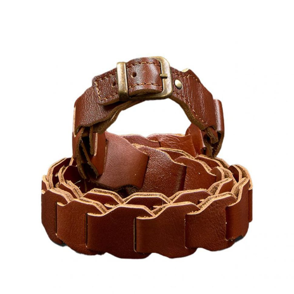 Women's leather boho belt light brown crust
