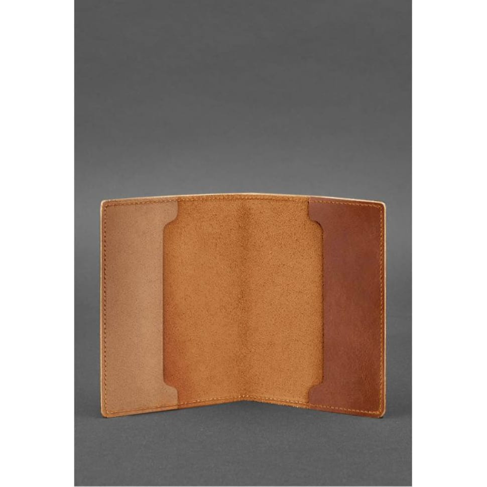 Leather cover for the military ID of the reserve officer 8.0 light brown Crazy Horse