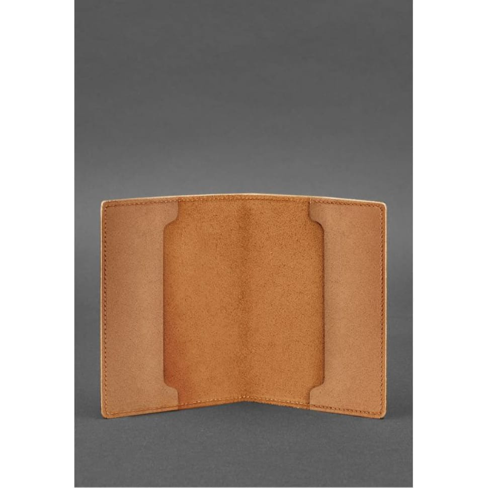 Leather cover for the military ID of the reserve officer 8.0 light brown Crazy Horse