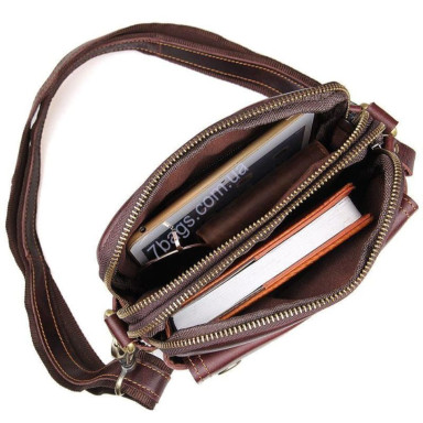 Men's leather crossbody bag, John McDee brand