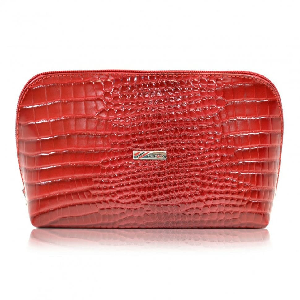 Косметичка шкіряна Desisan 1-658 червоний дрібний кроко