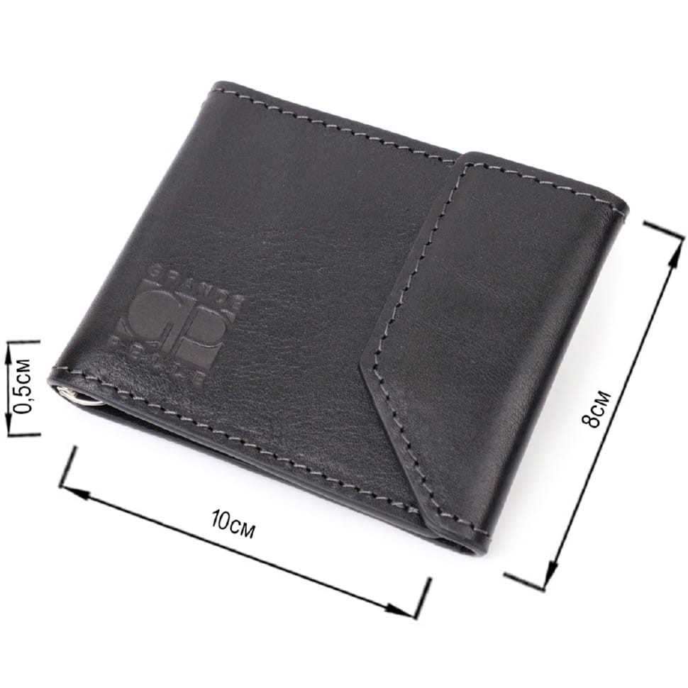 Зручний шкіряний затискач для грошей з держателем Apple AirTag GRANDE PELLE 11619 Чорний