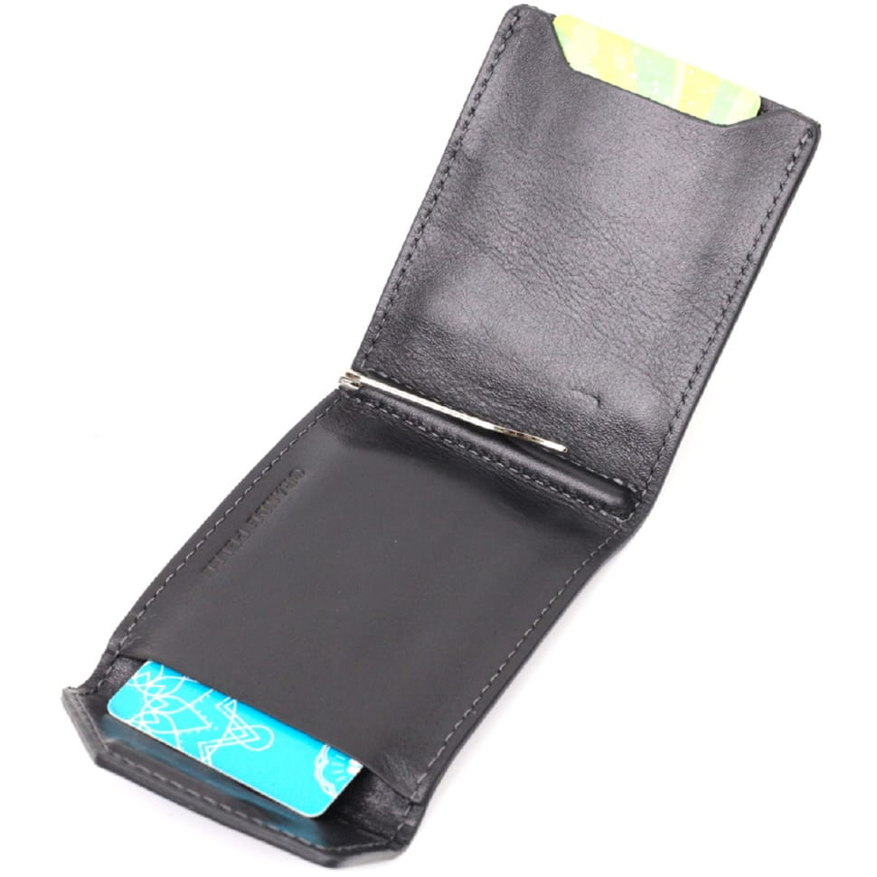 Зручний шкіряний затискач для грошей з держателем Apple AirTag GRANDE PELLE 11619 Чорний