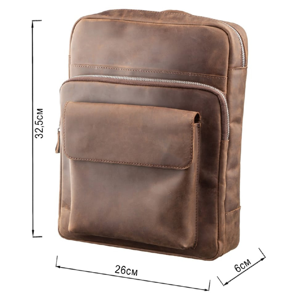 Backpack unisex matte leather SHVIGEL 11175 Brown