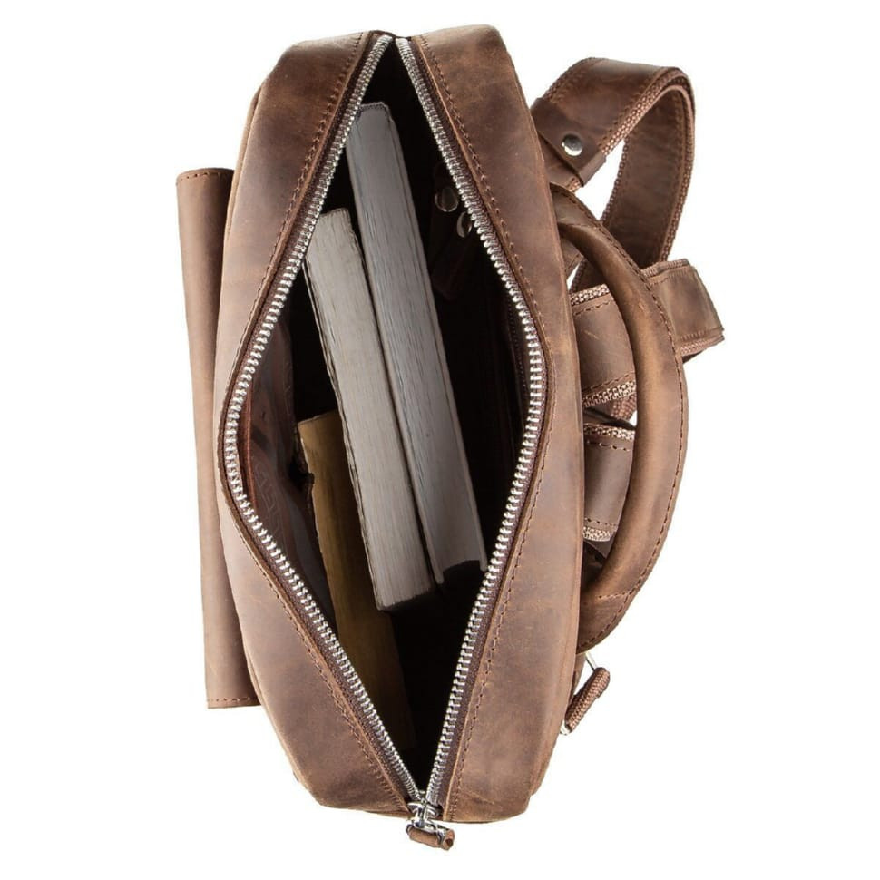 Backpack unisex matte leather SHVIGEL 11175 Brown
