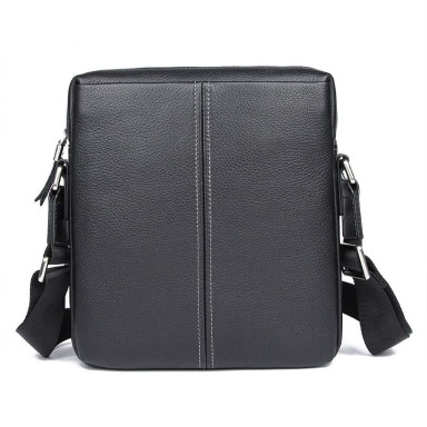 Black John McDee 1047A men's leather shoulder bag without valve