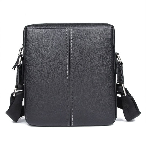 Шкіряна сумка через плече без клапана чоловіча чорна John McDee 1047A