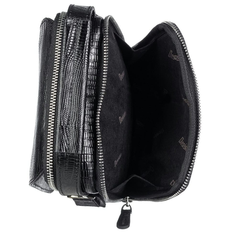 Барсетка м'яка шкіряна DESISAN 343-143 чорний лазер