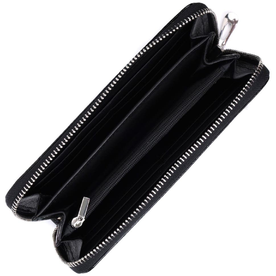 Лакированный женский кошелек на молнии из натуральной кожи ST Leather 22678 Черный
