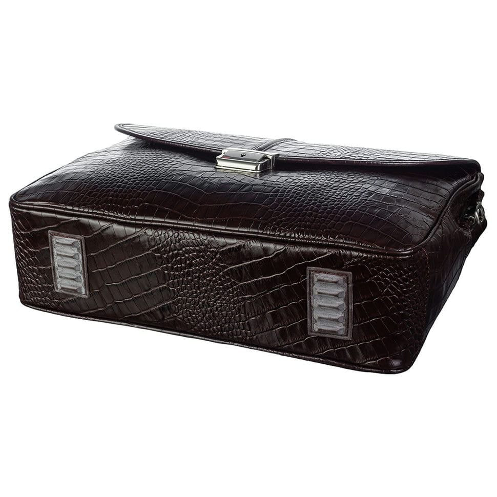 Шкіряний портфель Desisan 1313-19 коричневий кроко