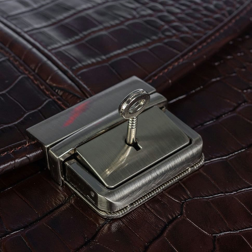 Шкіряний портфель Desisan 1313-19 коричневий кроко