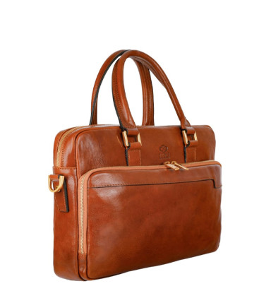 Womens Leather Briefcase Laptop Bag - Orlando -  Cognac Brown color -  Time Resistance 5242001W