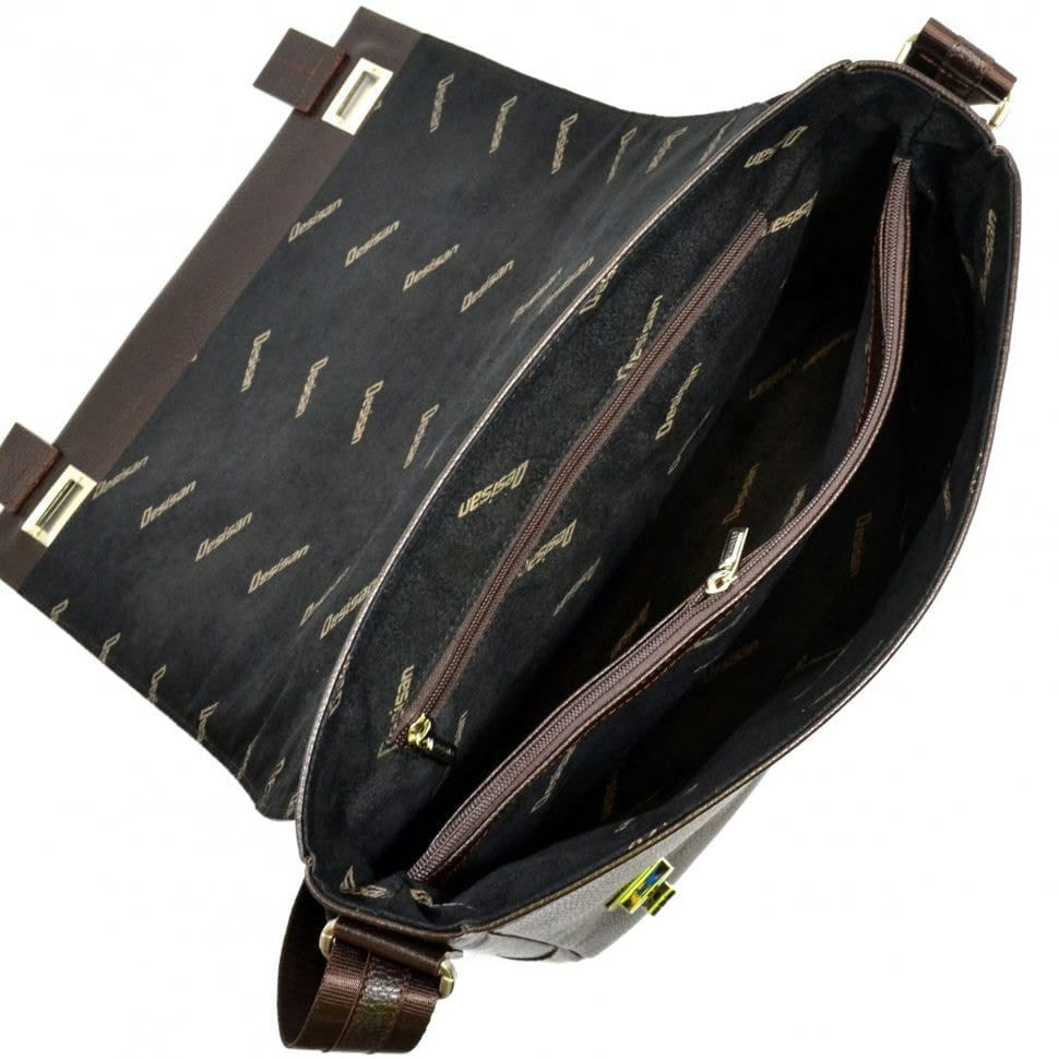 Шкіряний портфель Desisan 800-09 коричневий гладкий