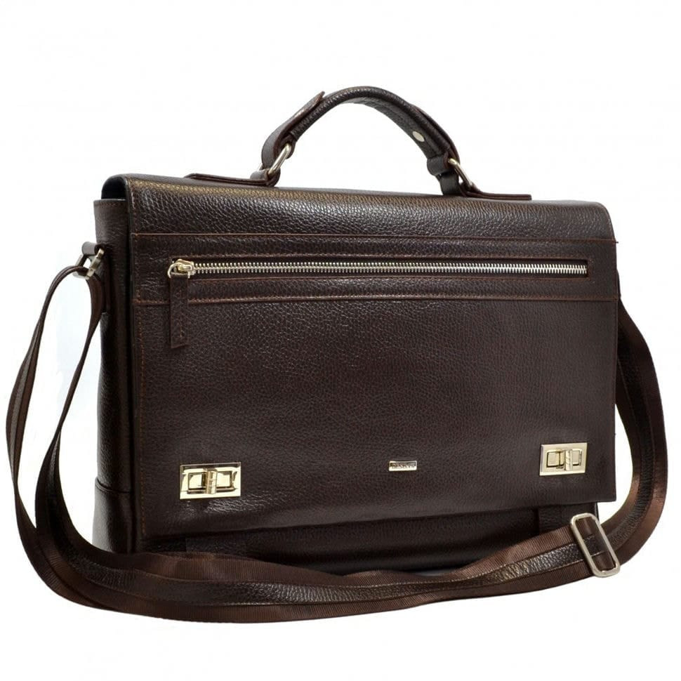 Шкіряний портфель Desisan 800-09 коричневий гладкий