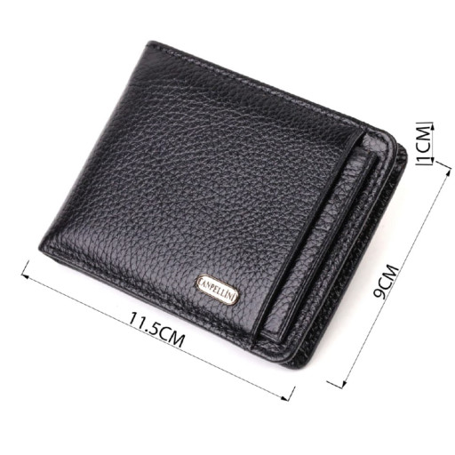 Оригінальний компактний гаманець із вкладишем для посвідчення для чоловіків із натуральної шкіри флотар CANPELLINI 21875 Чорний