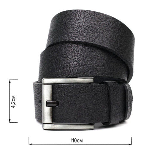 Чоловічий джинсовий ремінь з механічною пряжкою з натуральної шкіри BOND 22070 Чорний