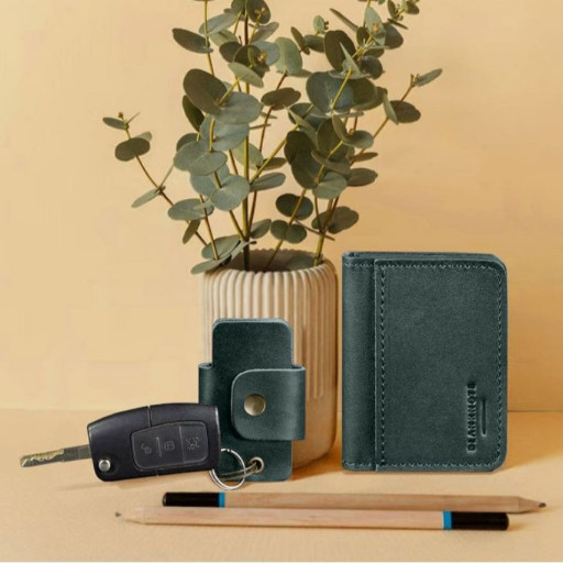 Набір шкіряних аксесуарів AUTO зелений