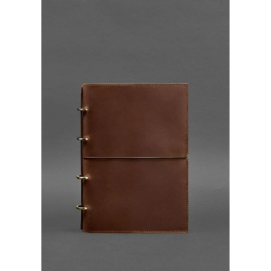 Leather notebook A4 on rings (soft-book) 9.0 in a soft light brown cover