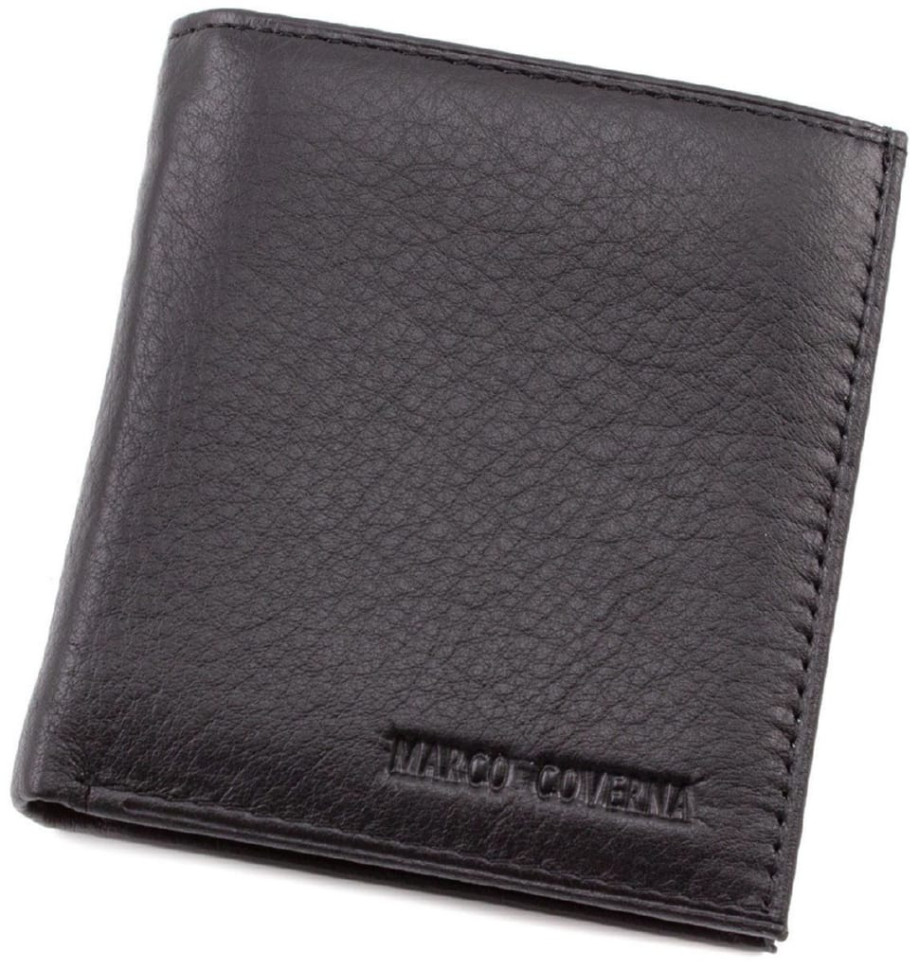 Black small men's wallet made of genuine leather Marco Coverna 018 black