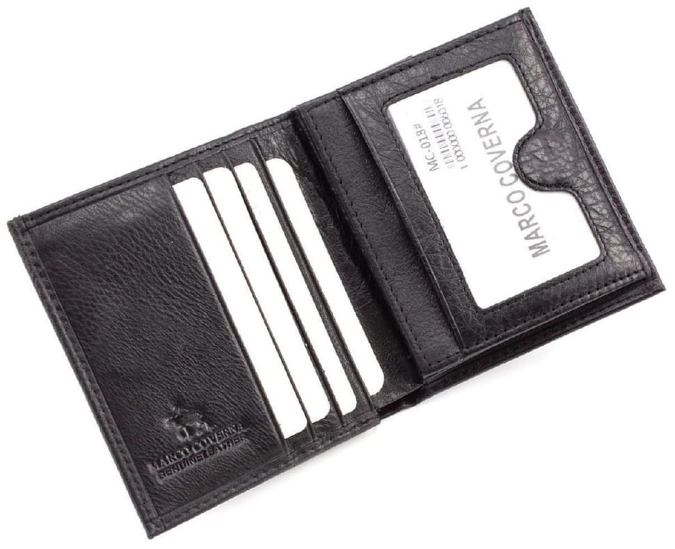 Black small men's wallet made of genuine leather Marco Coverna 018 black