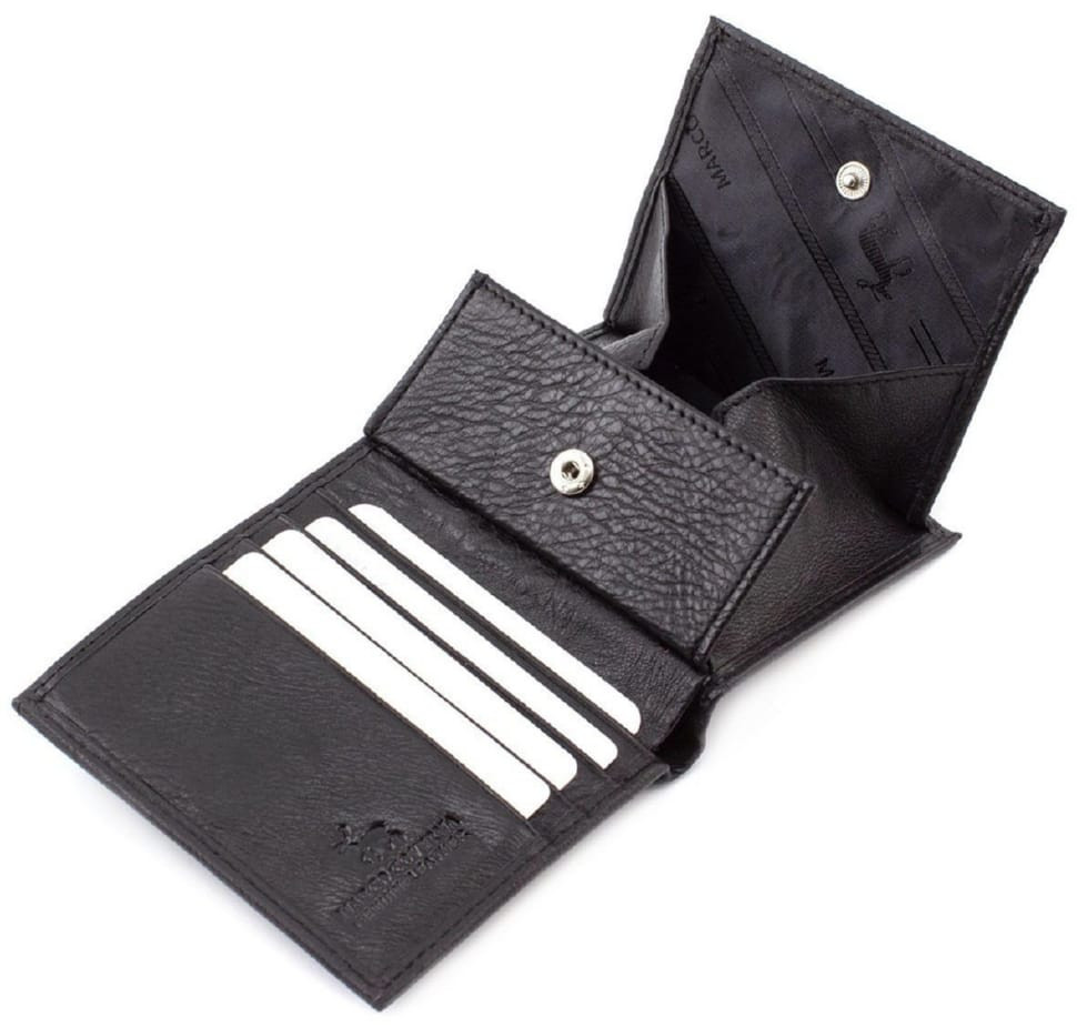 Black small men's wallet made of genuine leather Marco Coverna 018 black