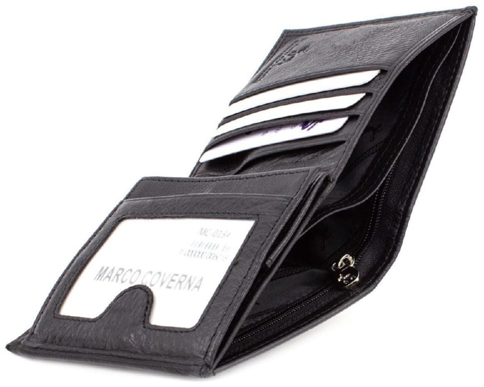 Black small men's wallet made of genuine leather Marco Coverna 018 black