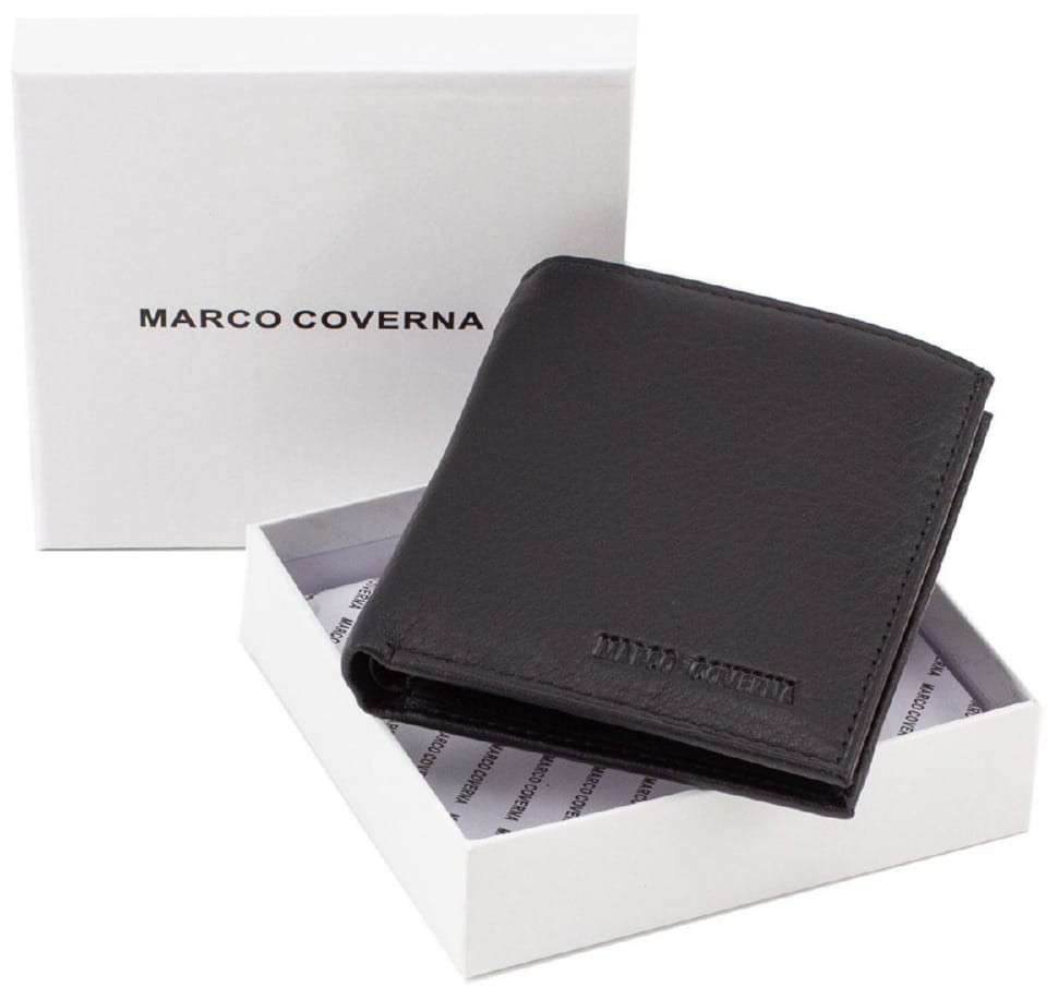 Black small men's wallet made of genuine leather Marco Coverna 018 black
