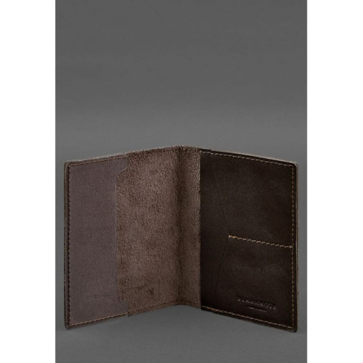 Шкіряна обкладинка для військового квитка з кишенями 7.2 темно-коричнева