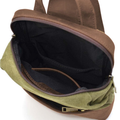 Shoulder sling, chest bag made of leather and canvas TARWA RCh-1905-3md